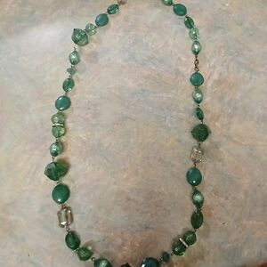 Emerald Green Faceted & Smooth Bead Necklace for Women